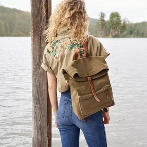 Madewell Tie Front Embroidered Safari Shirt